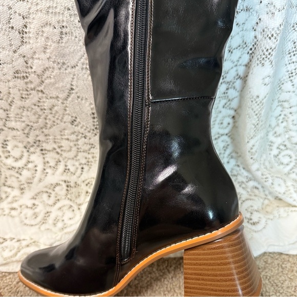Motimoden pointed toe Knee High Boots chunky Mid Heel zipper Black size 7 - Picture 4 of 16